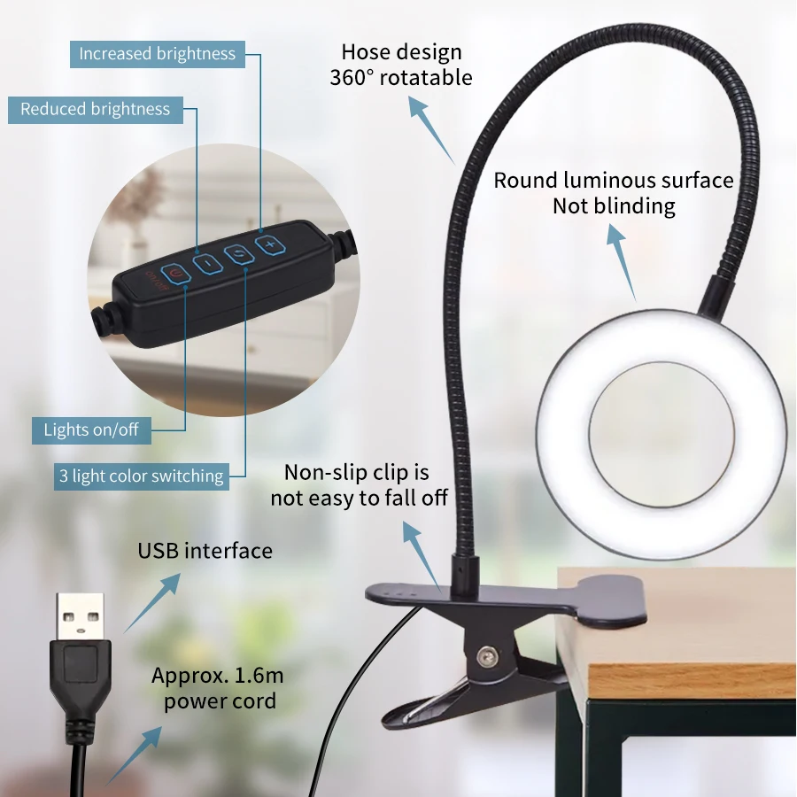 48 LEDs Clip on Desk Lamp 360° - đánh giá và giá Laptop Accessories Light