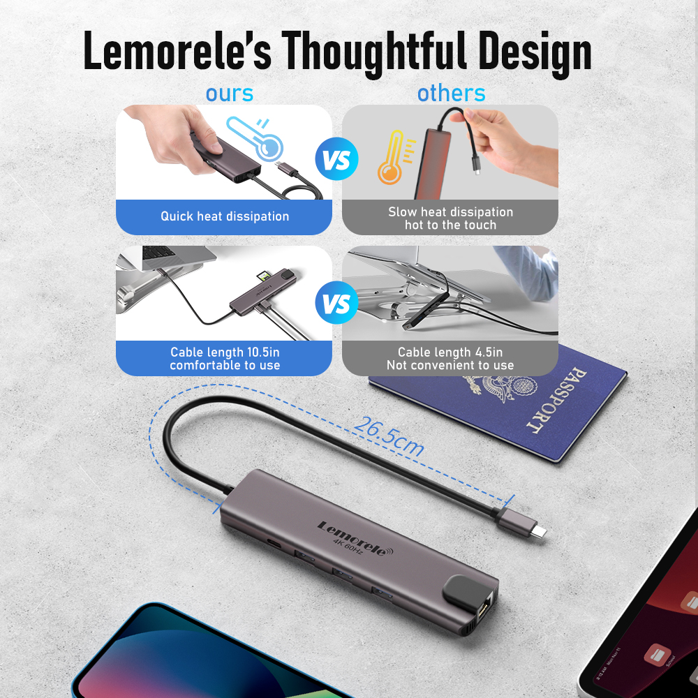 Lemorele 10 in 1 USB C HUB Doc - đánh giá và giá Mac Laptop Accessories