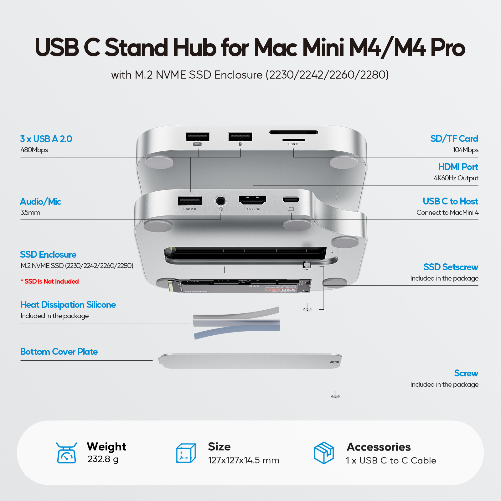 PULWTOP Mac Mini M4 Dock with  - đánh giá và giá Mac Laptop Accessories