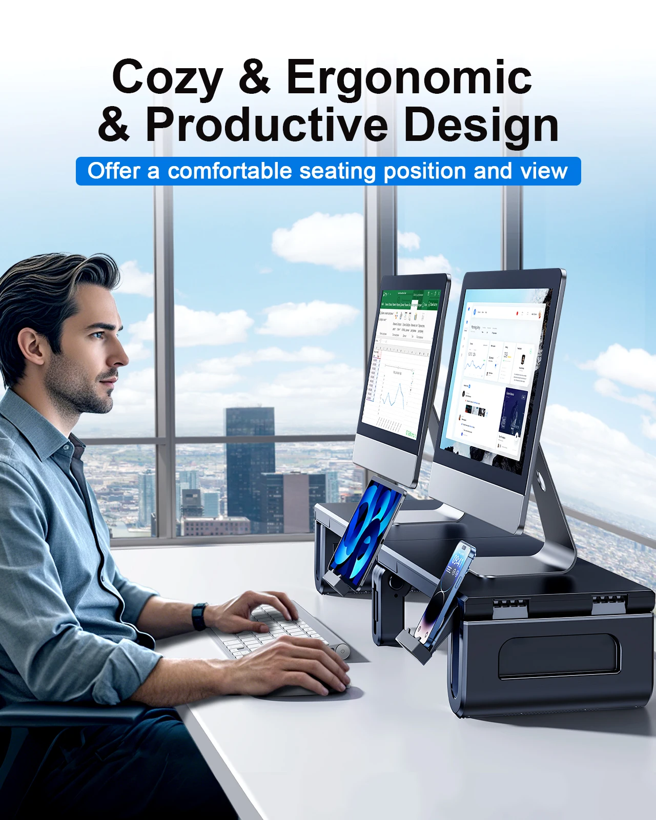 Oatsbasf Dual Monitor Stand Ri - đánh giá và giá Laptop Stand Riser